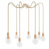 Drewniana lampa wisząca Loft Multi Eco Line X8 TYP B KOLOROWE KABLE