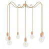 Drewniana lampa wisząca Loft Multi Eco Line X7 TYP A KOLOROWE KABLE