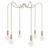 Drewniana lampa wisząca Loft Multi Eco Line X6 TYP B KOLOROWE KABLE