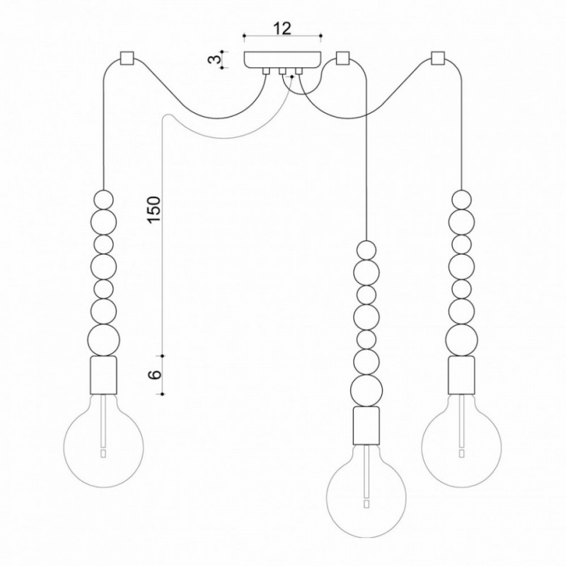 Lampa pająk Loft Sfarer 3 biała lampa wisząca KOLOROWE KABLE