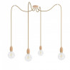 Poczwórna drewniana lampa wisząca Loft Multi Eco Line X4 TYP A KOLOROWE KABLE