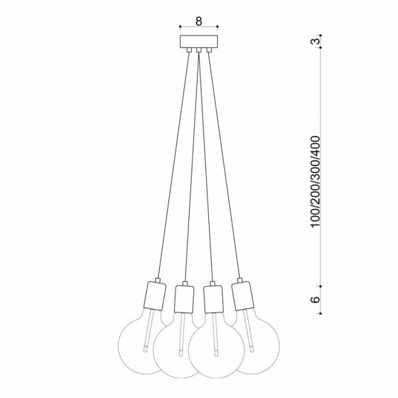 Czarna lampa pająk Loft multi metal line X4 lampa wisząca KOLOROWE KABLE