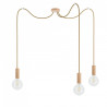Potrójna drewniana lampa wisząca Loft Multi Eco Line X3 TYP B KOLOROWE KABLE