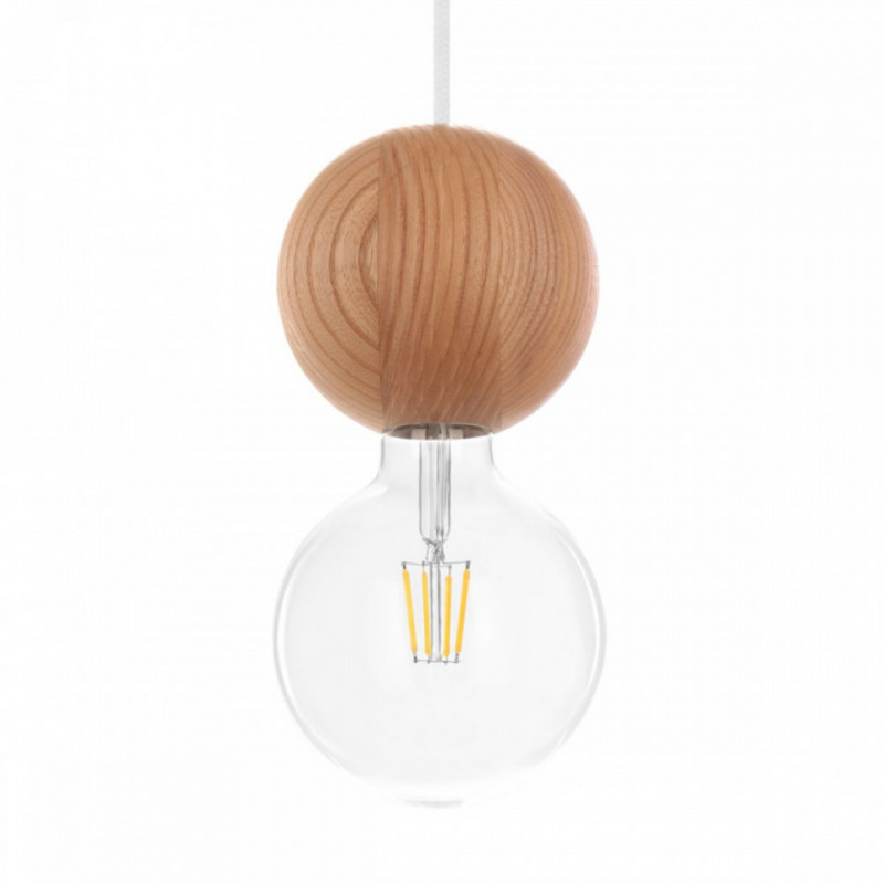 Drewniana lampa ścienna Loft Sferni E27 kinkiet KOLOROWE KABLE