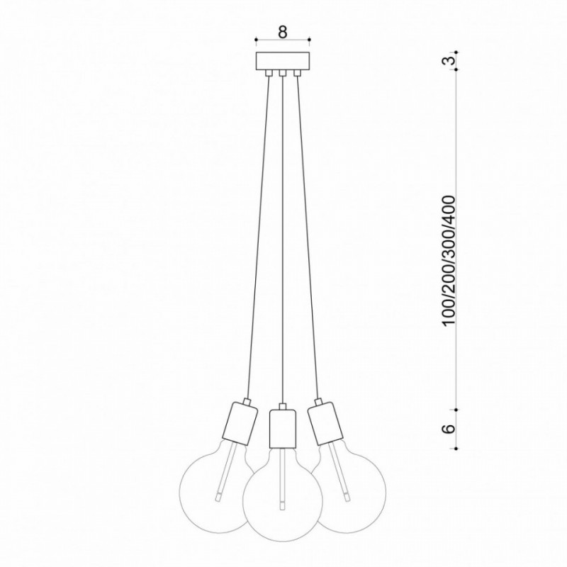 Czarna lampa pająk Loft multi metal line X3 lampa wisząca KOLOROWE KABLE