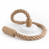 Loft Ari dębowa lampa wisząca z liną konopną, biała podsufitka KOLOROWE KABLE