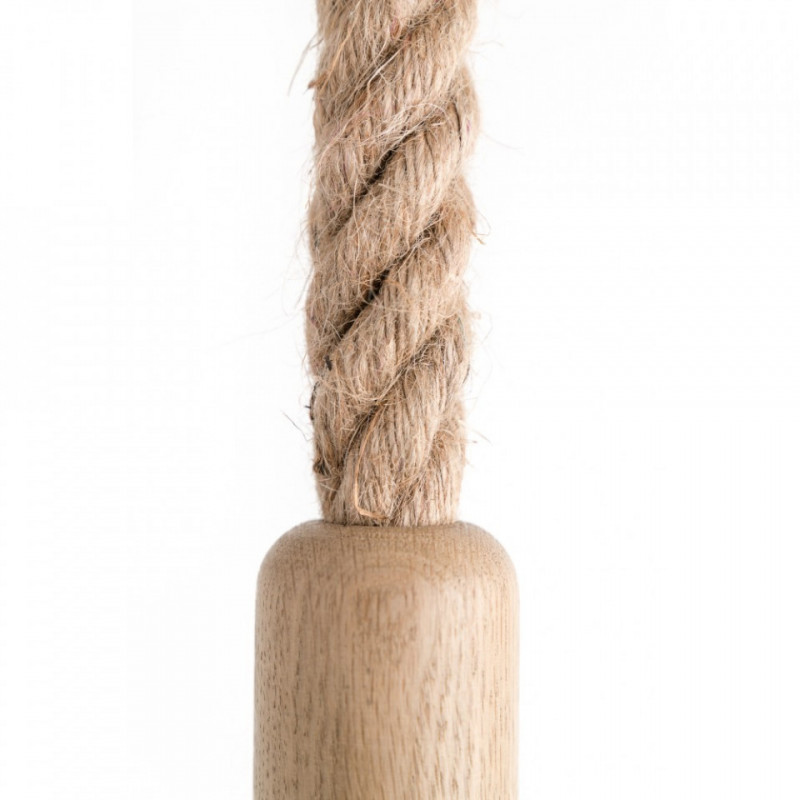 Loft Ari dębowa lampa wisząca z liną konopną, biała podsufitka KOLOROWE KABLE