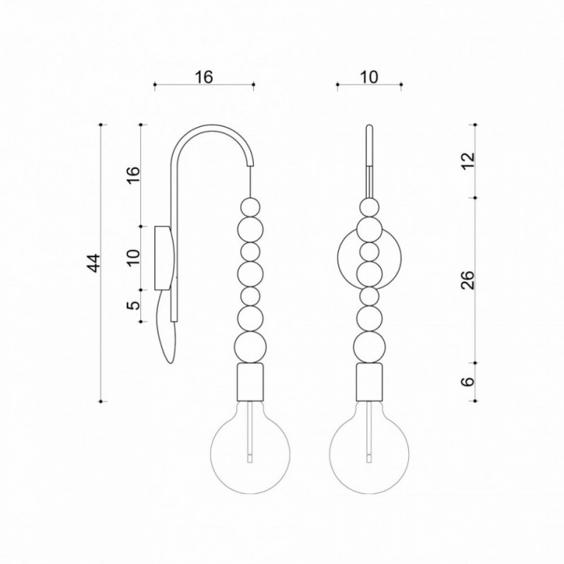 Lampa ścienna Loft Sfarer biały kinkiet KOLOROWE KABLE
