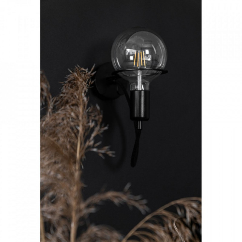 Czarna lampa ścienna Loft Metal Wall kinkiet z czarnym przewodem i żarówką LED 4W KOLOROWE KABLE