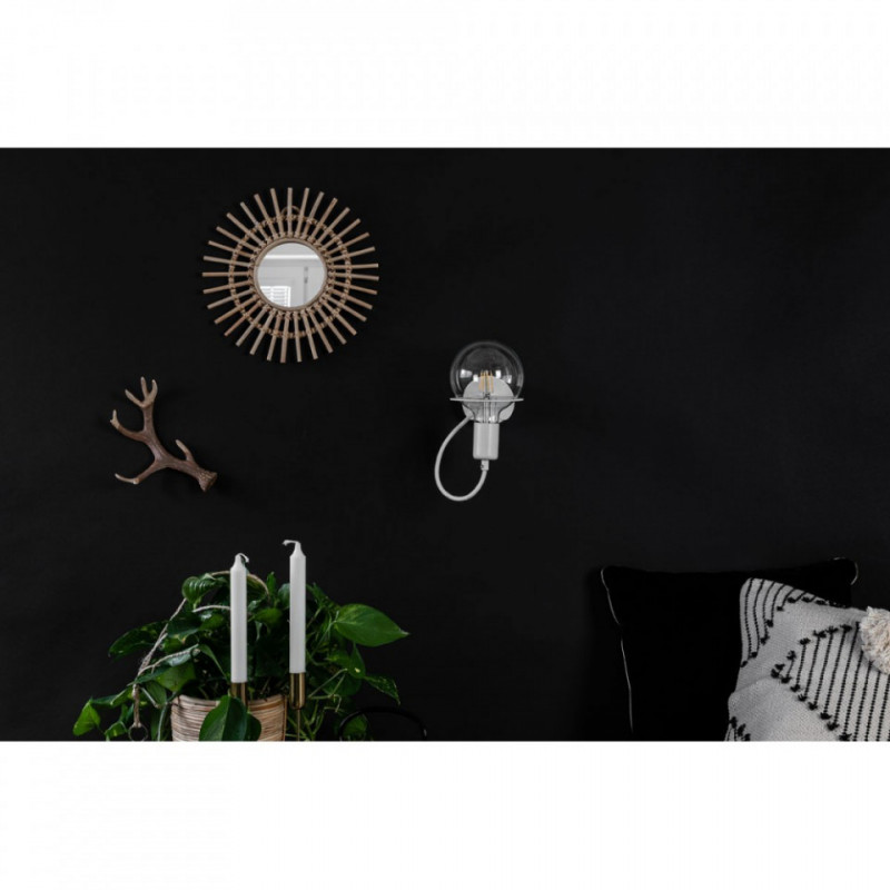 Biała lampa ścienna Loft Metal Wall kinkiet z białym przewodem i żarówką LED 7W KOLOROWE KABLE