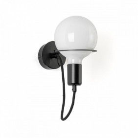 Czarna lampa ścienna Loft Metal Wall kinkiet z czarnym przewodem i mleczną żarówką LED 4W KOLOROWE KABLE