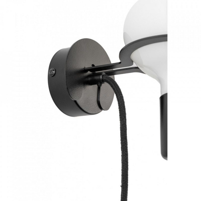 Czarna lampa ścienna Loft Metal Wall kinkiet z czarnym przewodem i mleczną żarówką LED 4W KOLOROWE KABLE