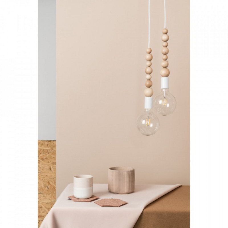 Loft Sfarer biała strukturalna lampa wisząca KOLOROWE KABLE