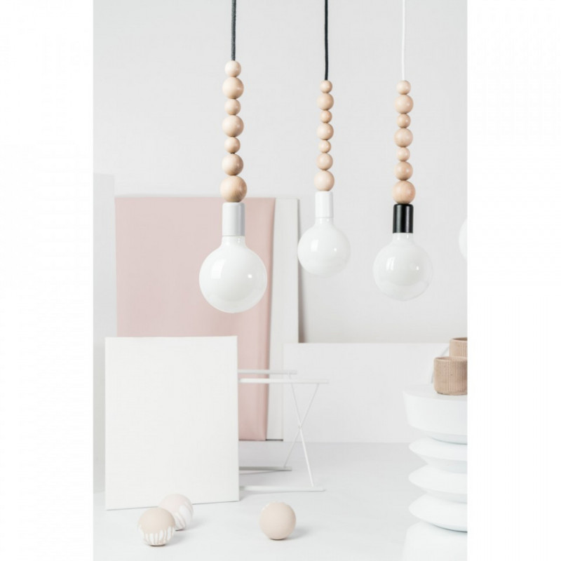 Loft Sfarer biała strukturalna lampa wisząca KOLOROWE KABLE