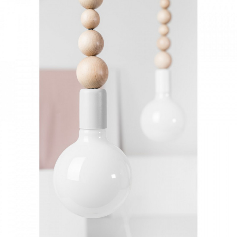 Loft Sfarer biała strukturalna lampa wisząca KOLOROWE KABLE