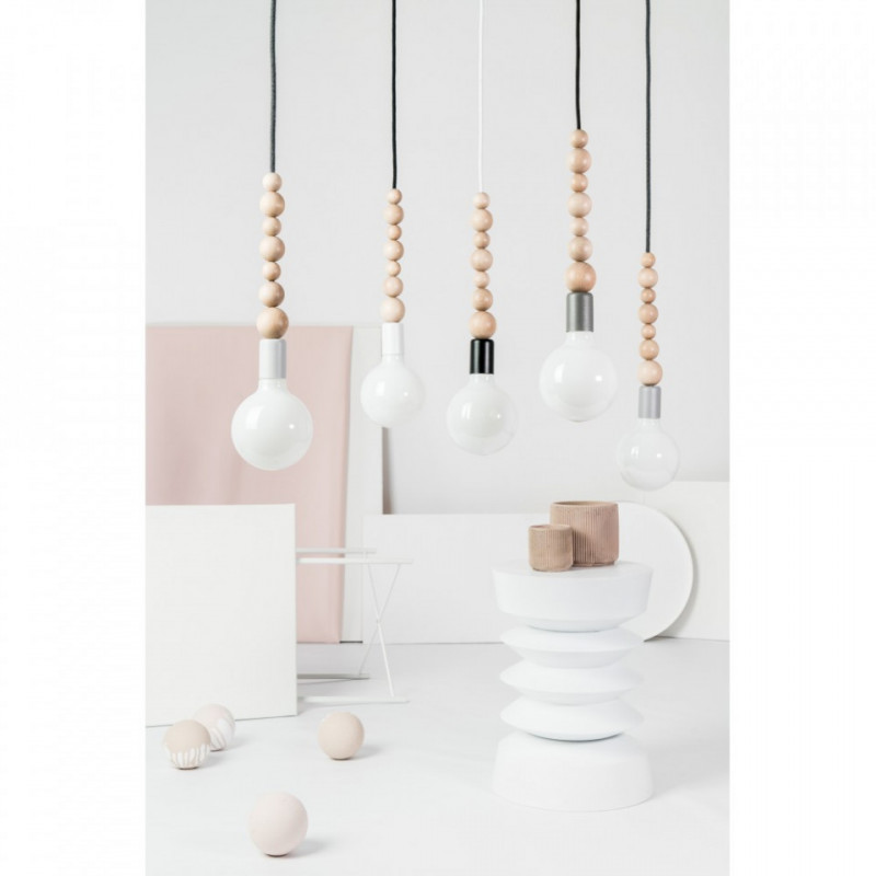 Loft Sfarer jasnoszara strukturalna lampa wisząca KOLOROWE KABLE