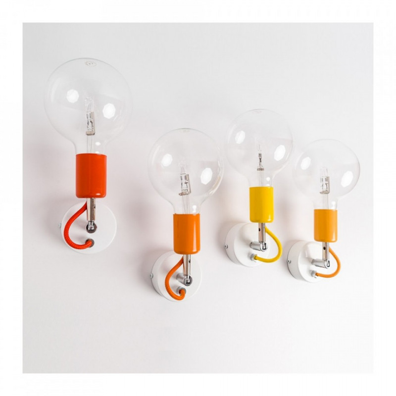 Biała lampa ścienna Loft Metal Compact kinkiet KOLOROWE KABLE