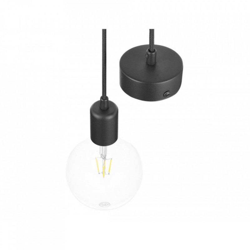 Czarna lampa wisząca loft metal line pojedynczy zwis na kablu KOLOROWE KABLE