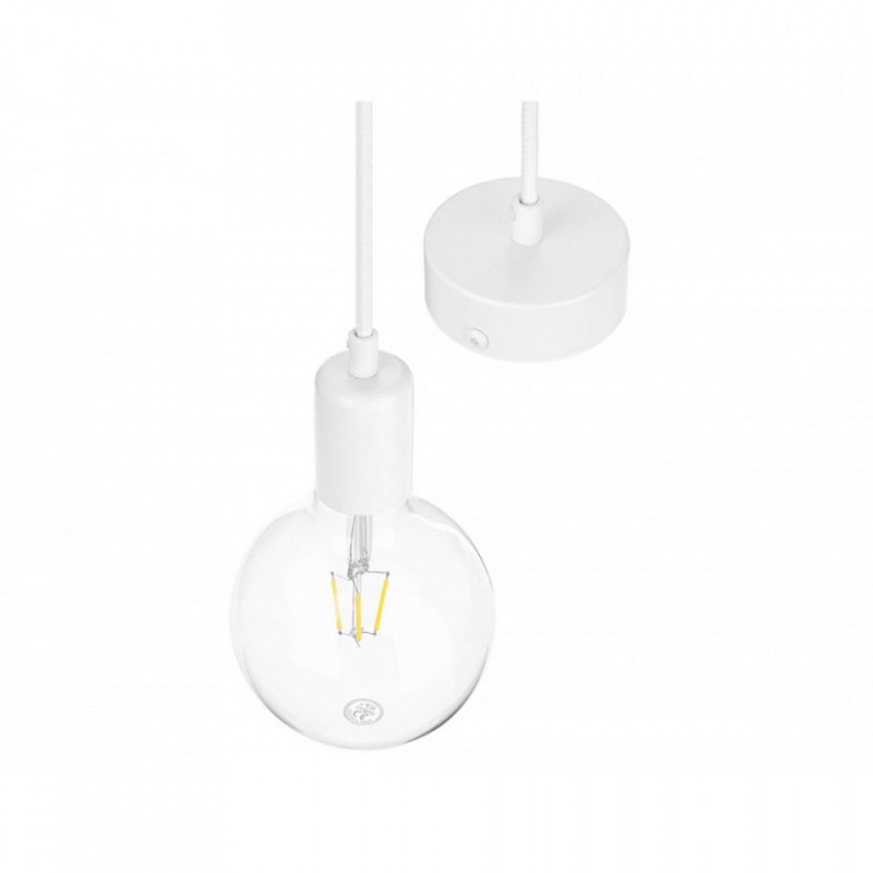 Biała lampa wisząca loft metal line pojedynczy zwis na kablu KOLOROWE KABLE