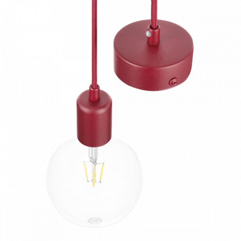 Burgundowa lampa wisząca loft metal line pojedynczy zwis na kablu KOLOROWE KABLE