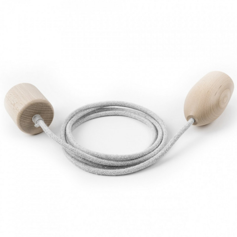 Drewniana lampa Loft Eco Line A lampa wisząca z jasnoszarym przewodem KOLOROWE KABLE