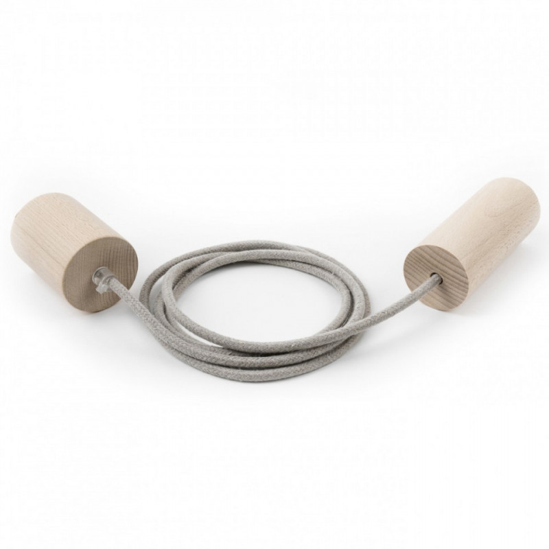 Drewniana lampa Loft Eco Line B lampa wisząca z beżowym przewodem KOLOROWE KABLE