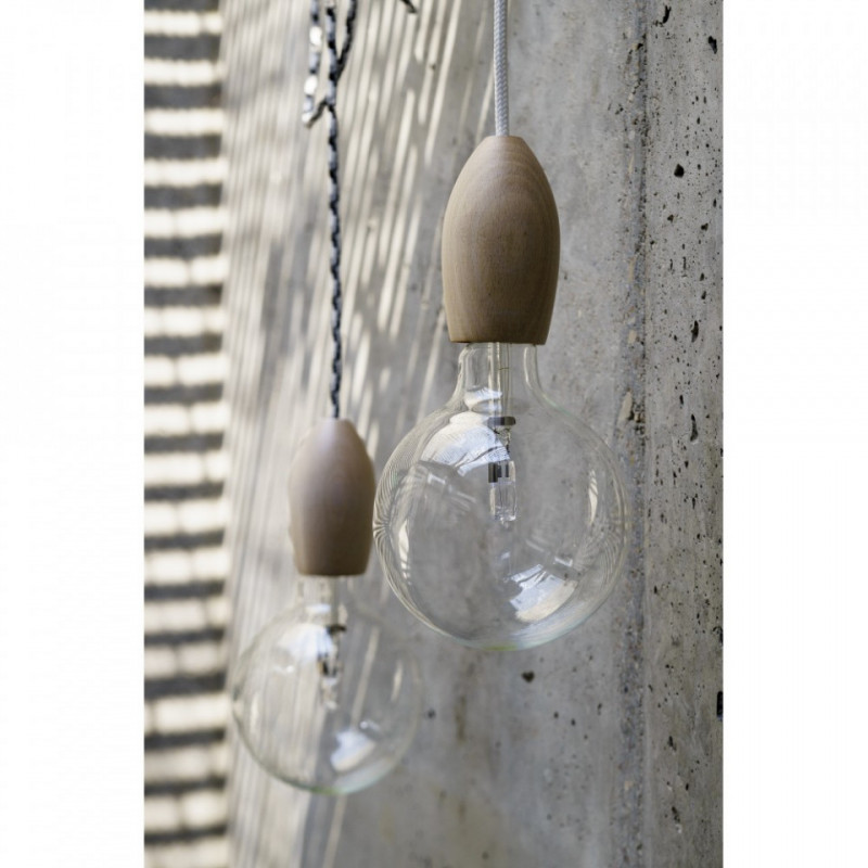 Drewniana lampa Loft Eco Line A lampa wisząca z ciemnoszarym przewodem KOLOROWE KABLE
