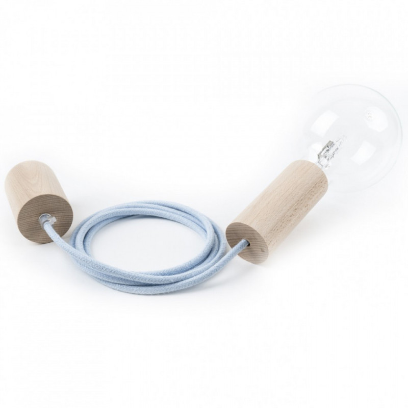 Drewniana lampa Loft Eco Line B lampa wisząca z różowym przewodem KOLOROWE KABLE