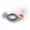 Lampa sufitowa Loft metal copper z pierścieniem lampa wisząca z czarną podsufitką KOLOROWE KABLE