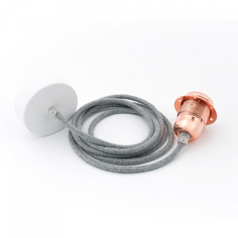 Lampa sufitowa Loft metal copper z pierścieniem lampa wisząca z czarną podsufitką KOLOROWE KABLE