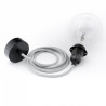 Lampa sufitowa Loft metal black chrome lampa wisząca z pierścieniem KOLOROWE KABLE