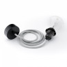 Lampa sufitowa Loft metal black chrome lampa wisząca z pierścieniem KOLOROWE KABLE