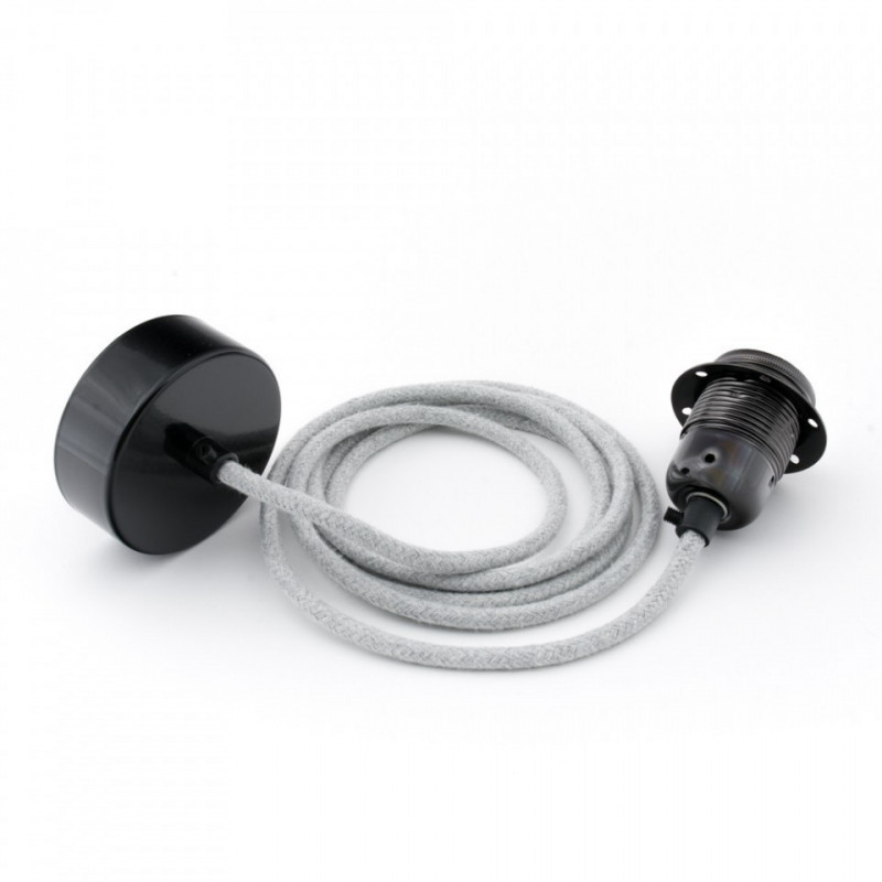 Lampa sufitowa Loft metal black chrome lampa wisząca z pierścieniem KOLOROWE KABLE