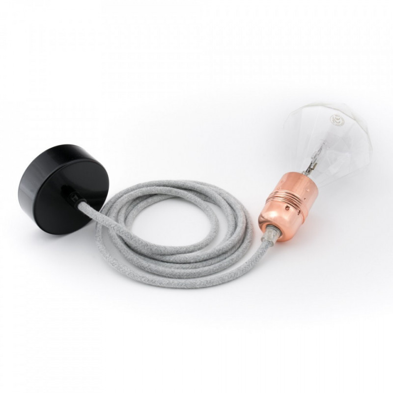 Lampa wisząca Loft metal copper z czarną podsufitką KOLOROWE KABLE