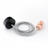 Lampa wisząca Loft metal copper z czarną podsufitką KOLOROWE KABLE