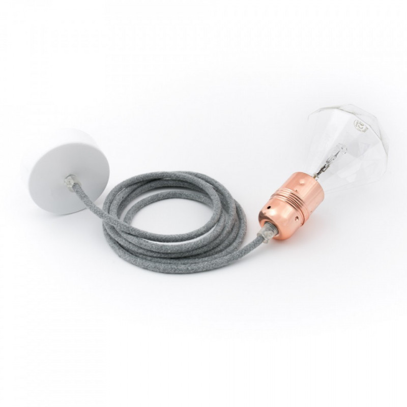 Lampa wisząca Loft metal copper z czarną podsufitką KOLOROWE KABLE