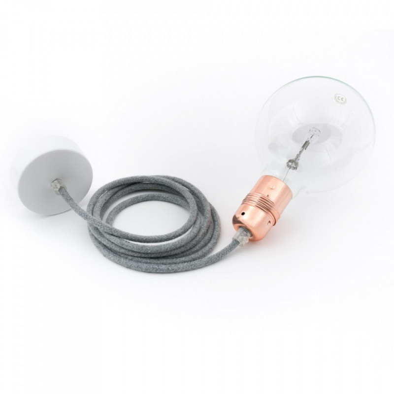 Lampa wisząca Loft metal copper z czarną podsufitką KOLOROWE KABLE