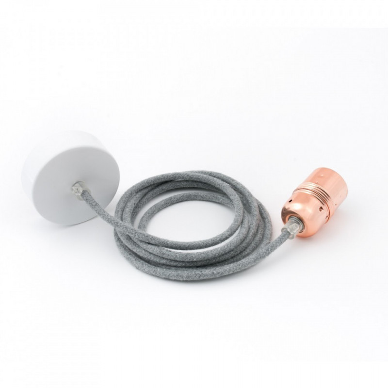 Lampa wisząca Loft metal copper z czarną podsufitką KOLOROWE KABLE