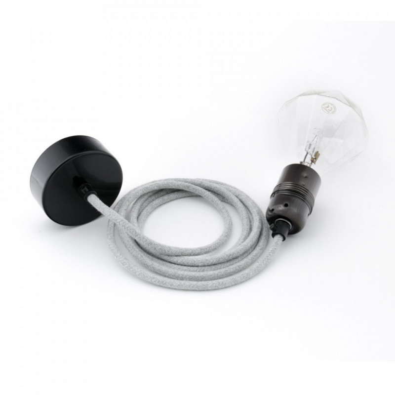 Lampa sufitowa Loft metal black chrome z czarną podsufitką KOLOROWE KABLE