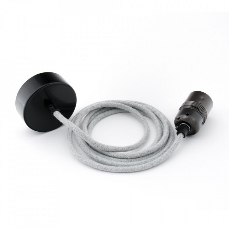 Lampa sufitowa Loft metal black chrome z czarną podsufitką KOLOROWE KABLE