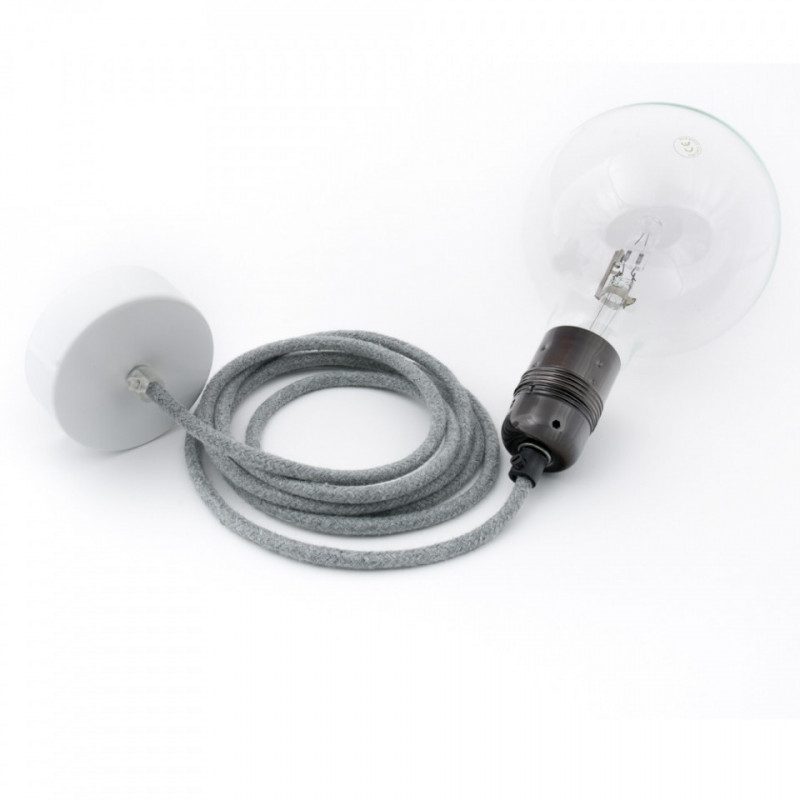 Lampa sufitowa Loft metal black chrome z czarną podsufitką KOLOROWE KABLE