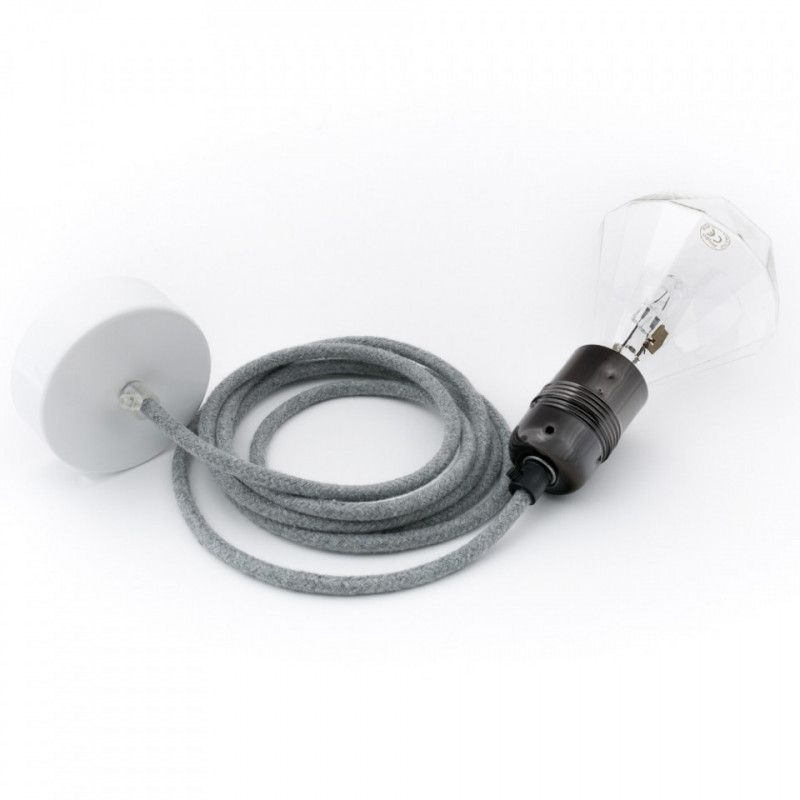 Lampa sufitowa Loft metal black chrome z czarną podsufitką KOLOROWE KABLE