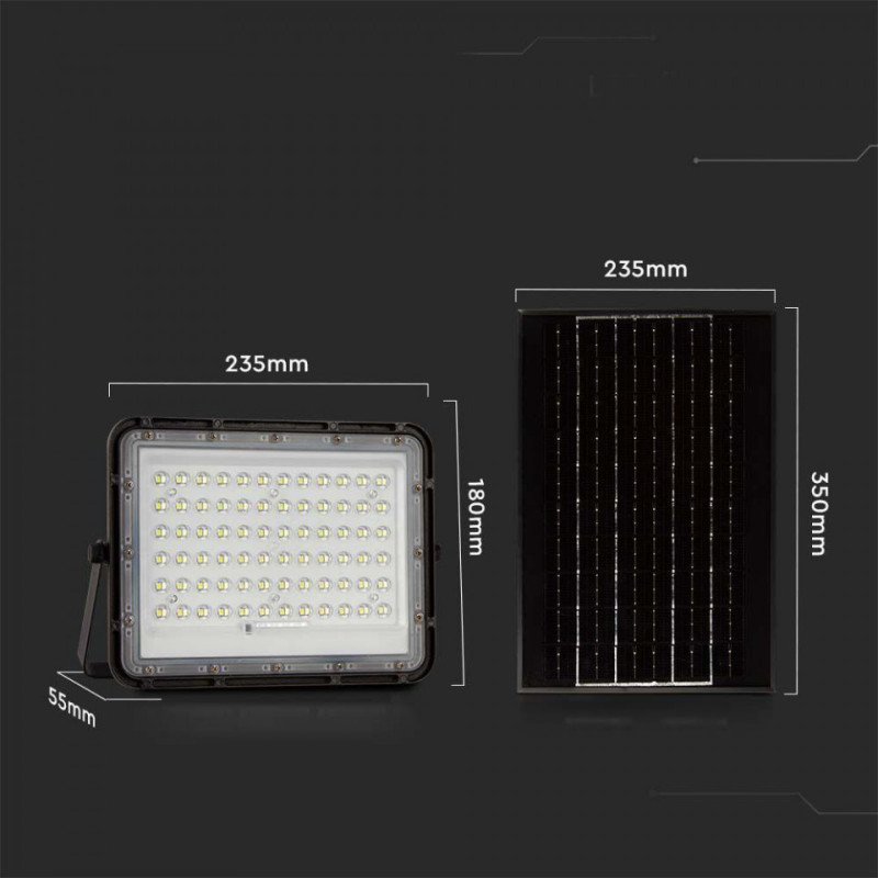 Projektor LED Solarny V-TAC 120W Pilot, AUTO, Timer, IP65 Czarny VT-120W 6400K 1200lm 2 Lata Gwarancji