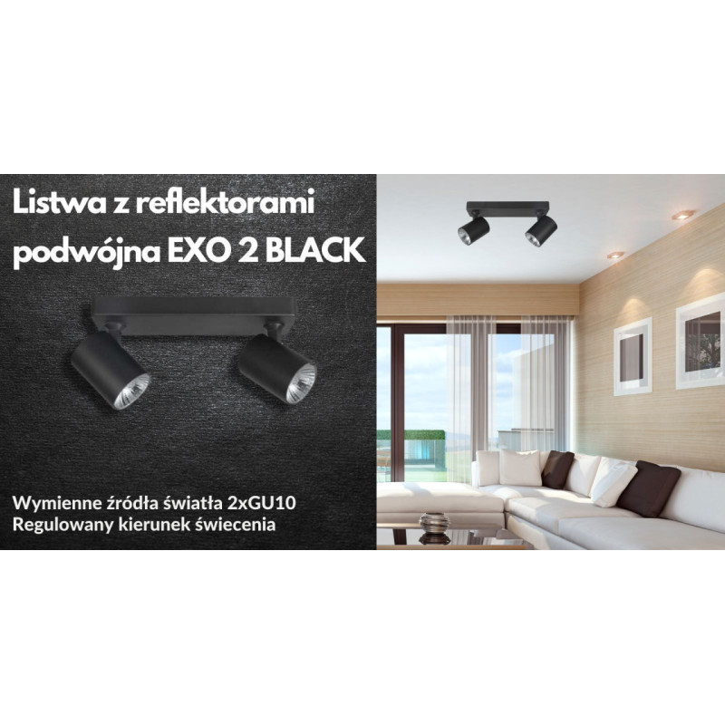 Listwa z reflektorami podwójna EXO 2 BLACK