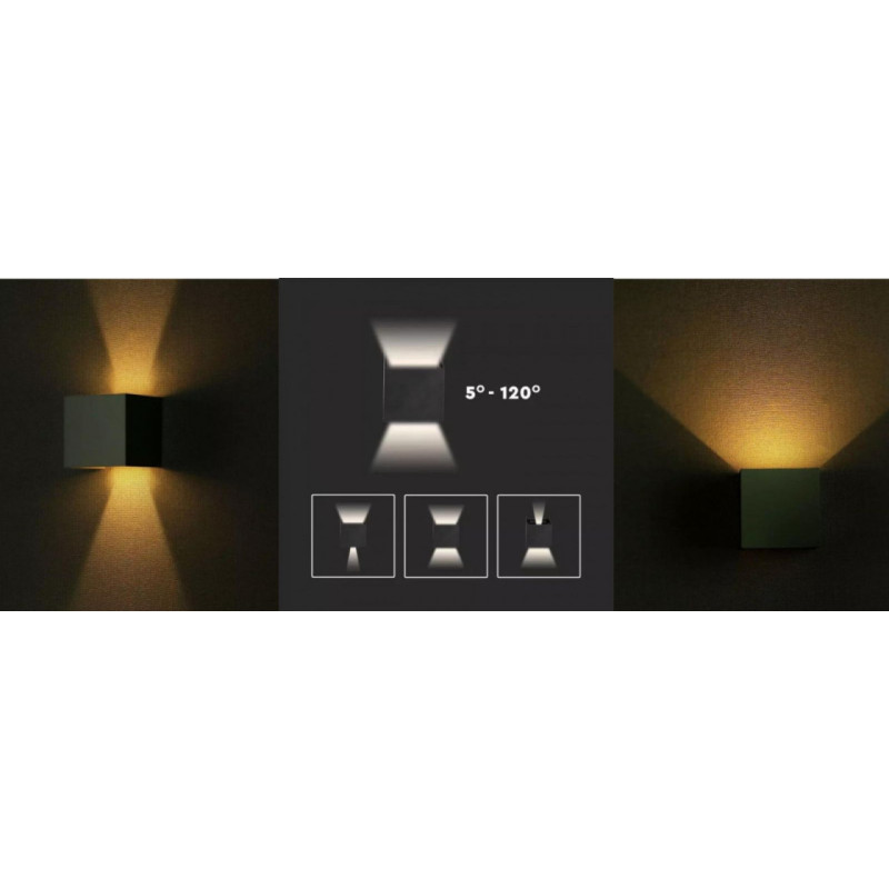 Kinkiet Ścienny 12W LED Góra/Dół Regulowany Szary IP65 4000K 1100lm
