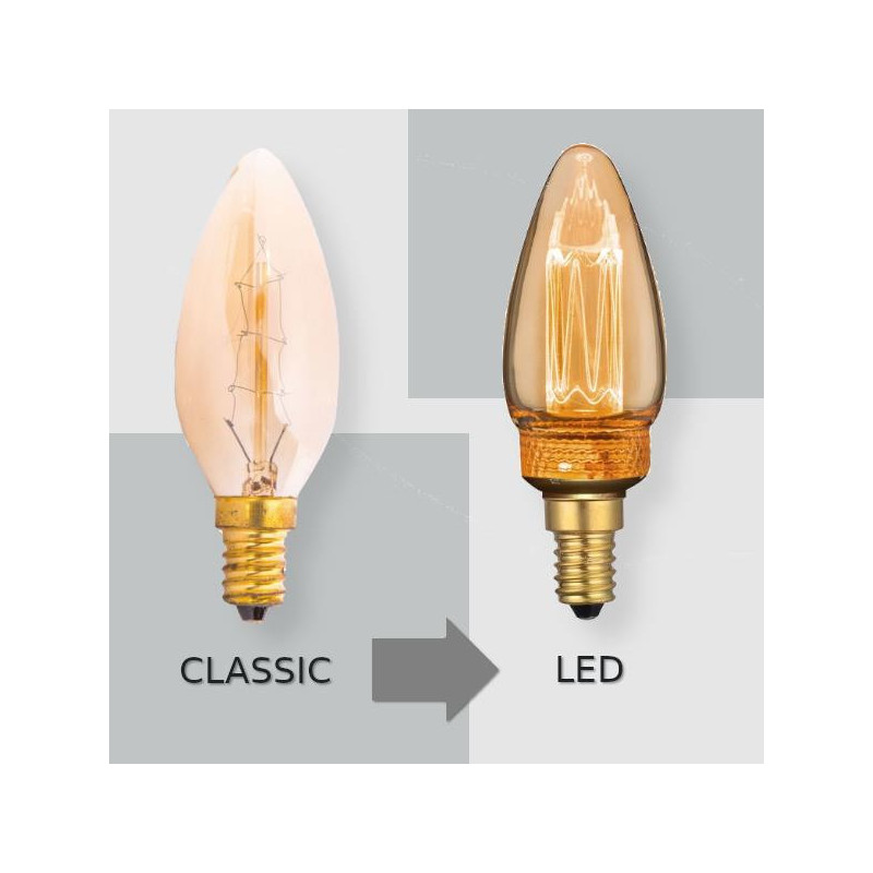 Żarówka LED V-TAC 2W EDISON RETRO Świeczka E14 Bursztynowa VT-2152 1800K 200K 65lm