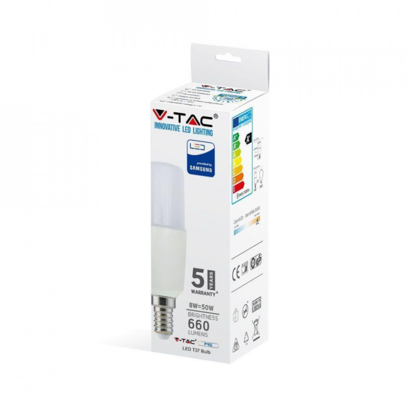 Żarówka LED V-TAC SAMSUNG CHIP 8W E14 T37 VT-248 4000K 725lm 5 Lat Gwarancji
