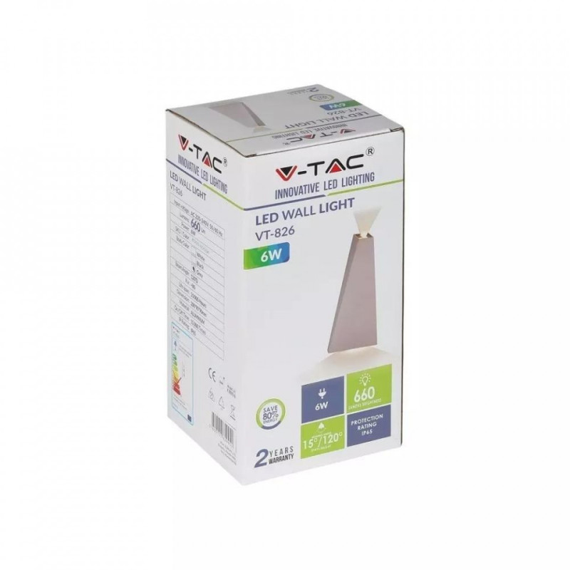 Kinkiet Ścienny V-TAC 6W LED Szary IP65 VT-826 3000K 660lm