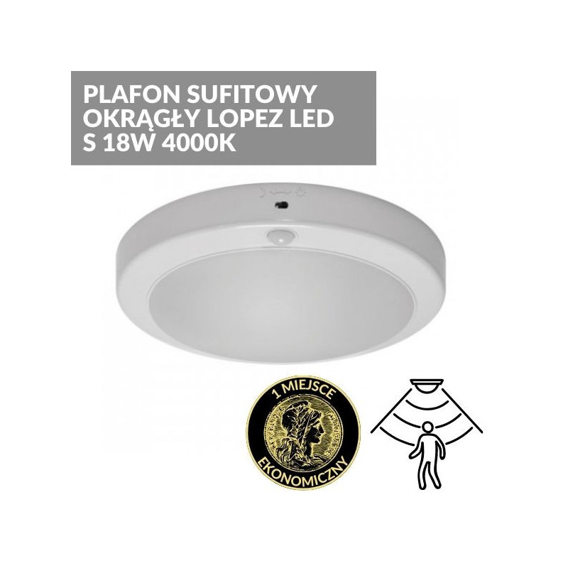 Plafon sufitowy okrągły LOPEZ LED S 18W 4000K