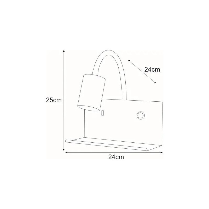 Czarna ścienna lampa z gniazdem USB K-4765 z serii SET 1xGU10